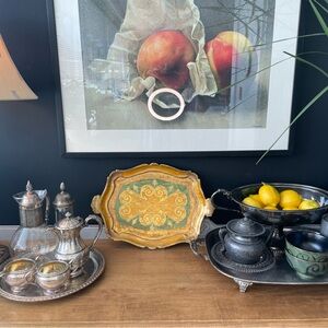 Vintage Florentine Ornate Gold and Green Tray